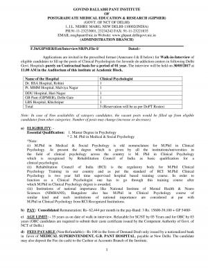 GIPMER Recruitment 2017 for 5 Clinical Psychologist Posts