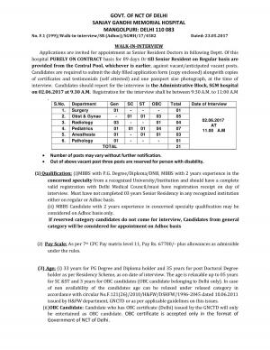 SGMH, Delhi Recruitment 2017 for 21 Sr. Resident Doctor Posts