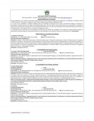 GPSC Recruitment 2017, 6 Vacancies for Lecturer and Inspector of Factories Post   