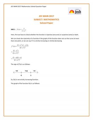 JEE MAINS 2017_MATHEMATICS Solutions