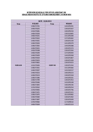 Office Assistant Interview List