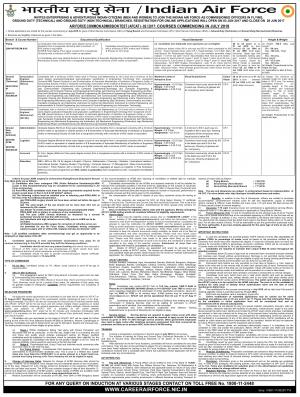 Indian Air Force Recruitment 2017 for Commissioned Officer in Flying & Ground Duty Branches