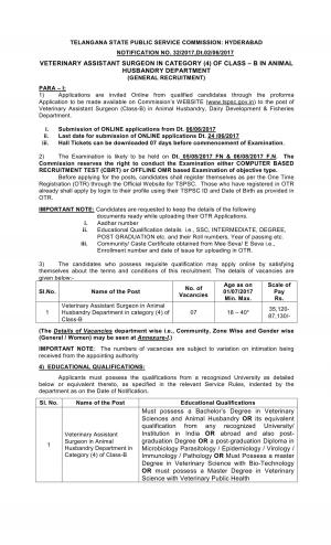 Detailed Notification for Veterinary Assistant Surgeon  