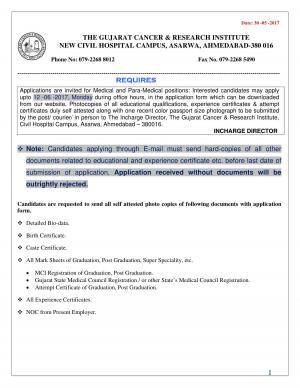 GCRI Recruitment 2017 for Medical Officer & Other Posts