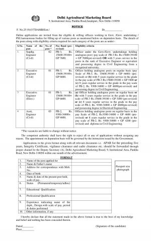 Delhi Agricultural Marketing Board Recruitment 2017 for 09 Engineering Posts 