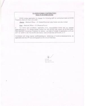 ECHS Recruitment 2017 for 02 Medical Officer Posts