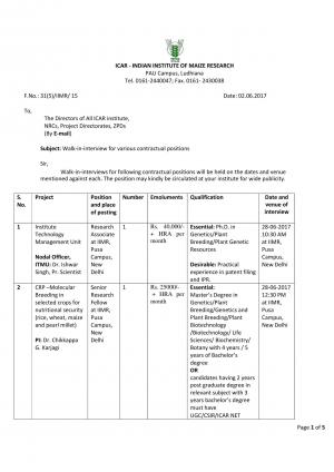 ICAR-IIMH Recruitment 2017 for 07 RA, SRF & Skilled Helper Posts