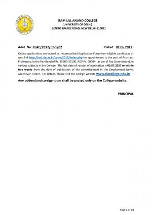 RLA College Recruitment 2017 for 49 Assistant Professor Posts