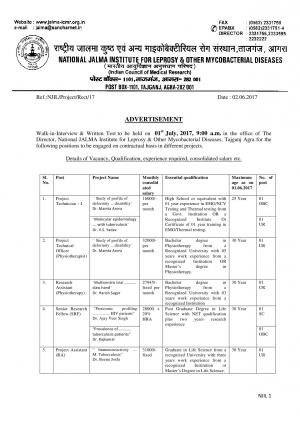 NJILOMD Recruitment 2017 for 11 Project Technician & Other Posts