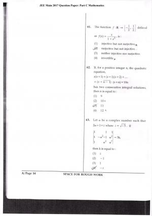 JEE Main 2017 Mathematics Paper I