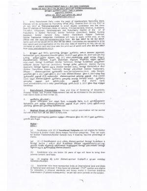 Indian Army Jobs 2017, Walk in for Army Recruitment Rally at RO (HQ) Chennai 