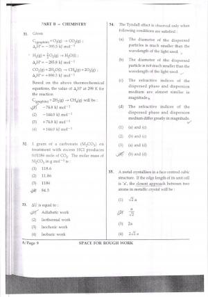 JEE Main 2017 Chemistry Paper I