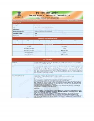 UPSC Recruitment 2017, 72 Vacancies for Senior Grade of Indian Information Service Post 