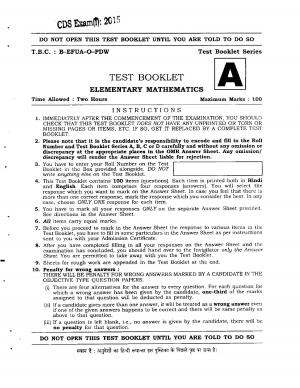 CDS (I) 2015 Exam: Elementary Mathematics Question Paper