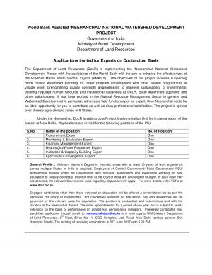 Ministry of Rural Development Recruitment 2017 for 06 Procurement Experts and Other Post