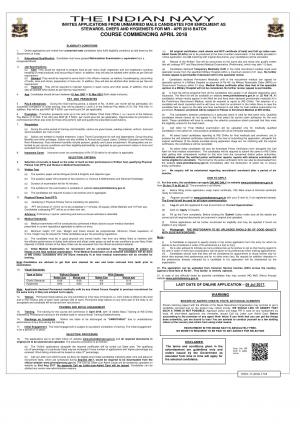 Indian Navy Recruitment 2017 for Chef, Steward and Hygienist Posts