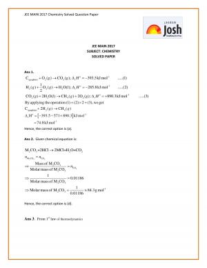 JEE MAIN 2017 Chemistry Solved Question Paper