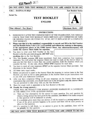 CDS (I) 2015 Exam English Question Paper