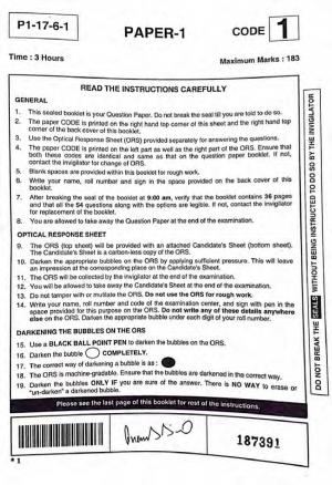 JEE Advanced 2017 Paper 1 Code 1