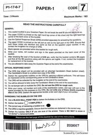 JEE Advanced 2017 Paper 1 Code 7