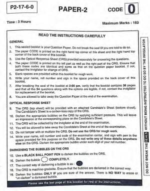 JEE Advanced 2017 Paper 2 Code 0