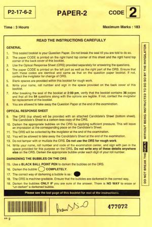 JEE Advanced 2017 Paper 2 Code 2