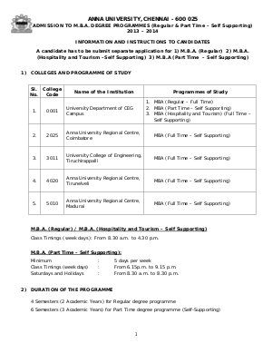 Anna University notifies admission MBA programs 2013