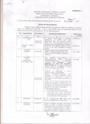 Tripura State Aids Control Society Recruitment 2017 for 13 Counselor and Other Posts