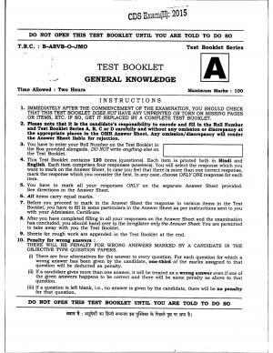 CDS (II) 2015 Exam General Knowledge Question Paper