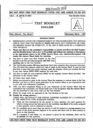 CDS (II) 2015 Exam English Question Paper