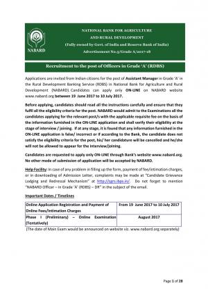 NABARD Recruitment 2017 for 91 Assistant Manager Posts