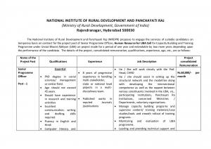 NIRDPR  Recruitment 2017 for  04 Programme Officer and Other Posts