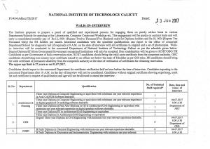 NIT, Calicut Recruitment 2017, Walk in for 113 Vacancies for Technical Staff Posts 