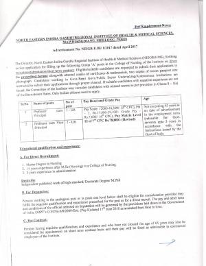 NEIGRIHMS Recruitment 2017, Apply for 2 Professors cum Principal/ Vice Principal Posts 