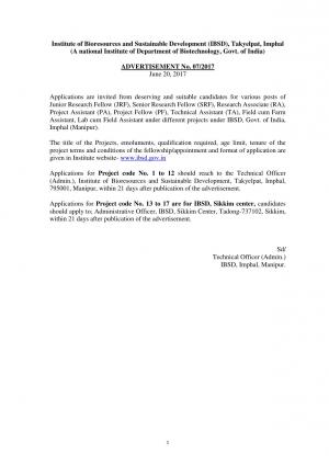 IBSD Recruitment for JRF and other Faculty Post, Apply Soon