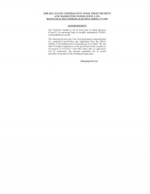 HP State Wool Federation Ltd Recruitment 2017 for 03 Sheep Shearer (Class-IV) Posts 