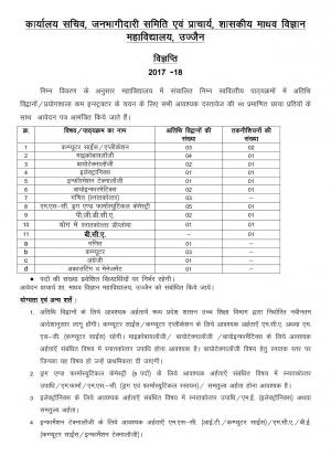 Govt. Madhav Science College, Ujjain Recruitment 2017 for 41 Posts 
