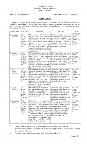 Government of Tripura Education (School) Department Agartala Tripura