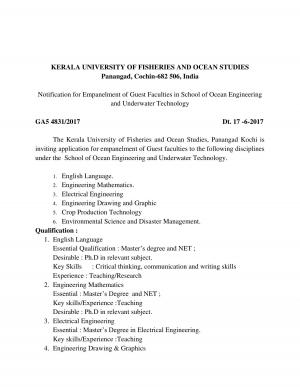 KUFOS Recruitment 2017 for Guest Faculty Posts