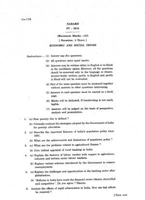 NABARD Economic and Social Issues