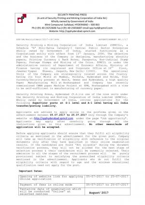 SPCIL Recruitment 2017 for 06 Supervisor Posts