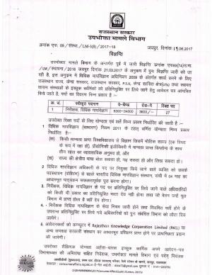 Consumer Affairs Dept. Rajasthan Recruitment 2017 for 27 Inspector Posts