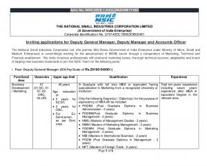 NSIC, New Delhi Recruitment 2017 for 56 Managerial Posts