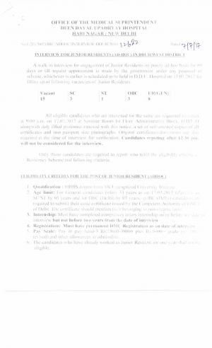 DDU Hospital Recruitment 2017, Apply for 15 Junior Resident Posts  