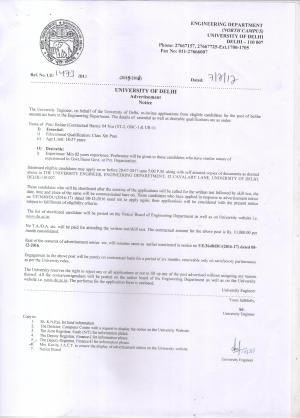 University of Delhi Recruitment 2017 for 04 Beldar Posts