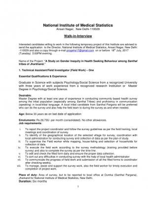 ICMR NIMS Recruitment 2017