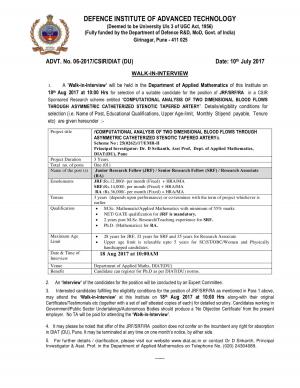 CSIR-DIAT Recruitment 2017, 1 Vacancy for JRF/SRF/RA Posts