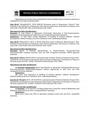 TPSC Recruitment 2017 for 23 Programmer and Other PostsTPSC Recruitment 2017 for 23 Programmer and Other Posts