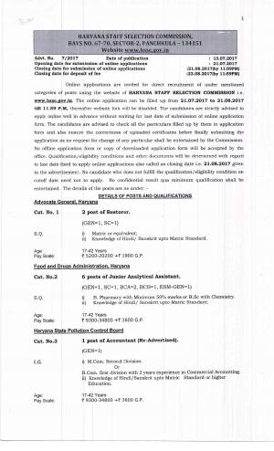 HSSC Recruitment 2017 for 302 Junior Engineer, Fireman, Research Assistant & Other Posts