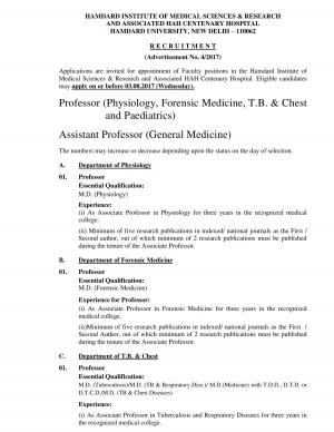 HIMSR Recruitment 2017, Apply for Professor and Assistant Professor Posts  